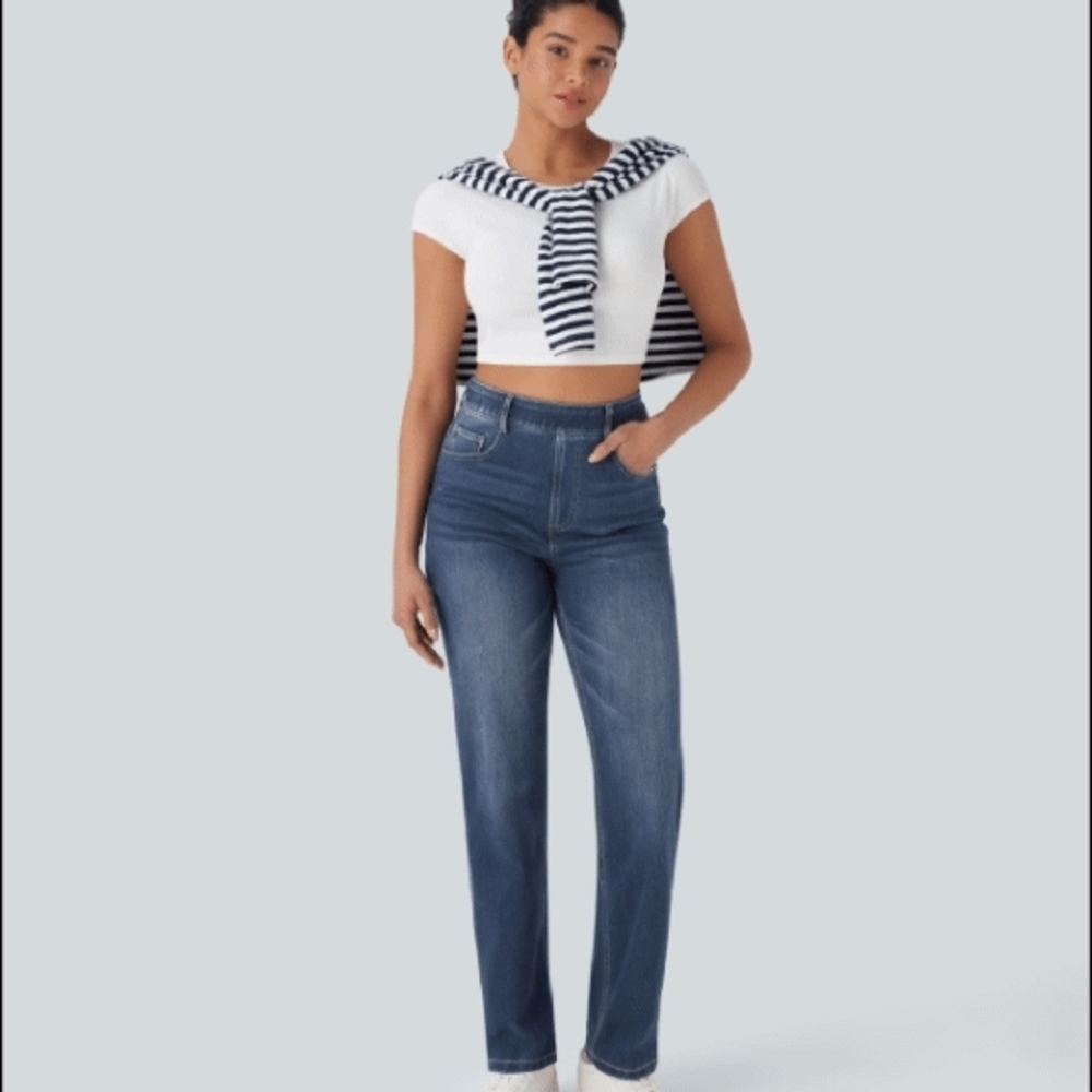 HALARA Women's Straight Leg Blue Jeans